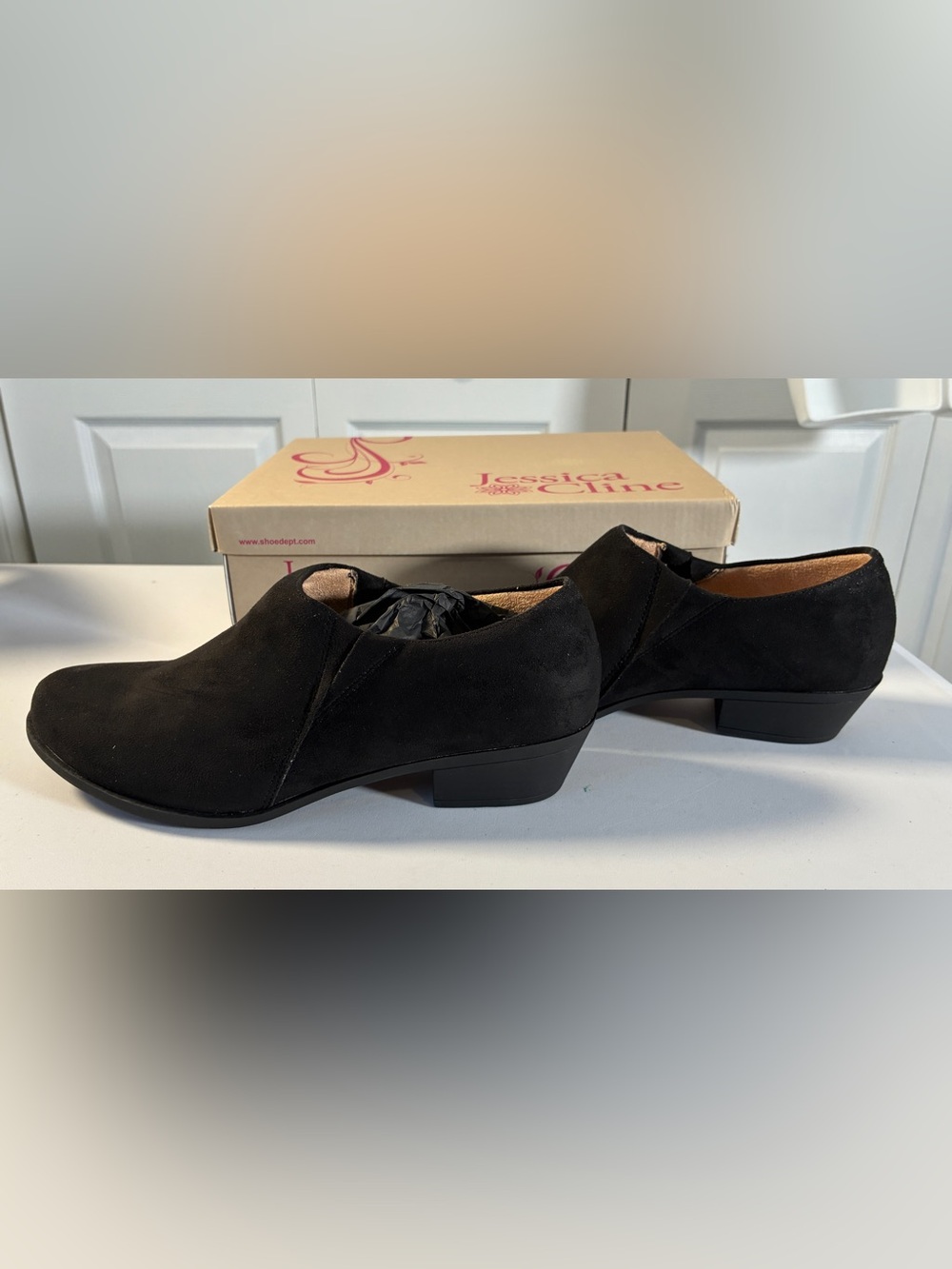 Jessica Cline Anson Black Faux Suede Slip-On Booties Size 10M